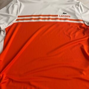 Lacoste Orange and White Striped Shirt